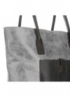 GEANȚĂ DIN PIELE shopper bag Genuine Leather gri deschis 358