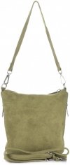 GEANȚĂ DIN PIELE tip poștaș Genuine Leather verde 85A