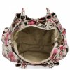Geantă Din Piele La Modă Tip Cufăr Cu Flori 515-F Roz/Vișiniu