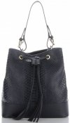 GEANȚĂ DIN PIELE shopper bag Vittoria Gotti bleumarin V344