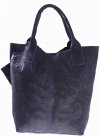 Kožené kabelka shopper bag Genuine Leather tmavo modrá 777