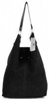 Kožené kabelka shopper bag Vittoria Gotti čierna V3292C