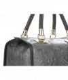 Kožené kabelka kufrík Genuine Leather šedá 214E