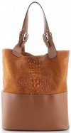 Kožené kabelka shopper bag Genuine Leather ryšavá 216