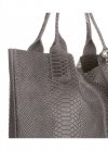 Kožené kabelka shopper bag Genuine Leather šedá 777