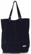 Kožené kabelka shopper bag Vittoria Gotti tmavo modrá V22