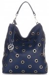 Kožené kabelka shopper bag Vittoria Gotti tmavo modrá V3077
