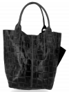 Kožené kabelka shopper bag Vittoria Gotti čierna B22