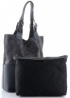 Kožené kabelka shopper bag Genuine Leather šedá 216