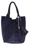 Kožené kabelka shopper bag Vera Pelle 801 tmavo modrá