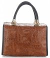 Kožené kabelka kufrík Genuine Leather hnedá 214E