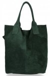 Kožené kabelka shopper bag Genuine Leather fľašková zelená 801