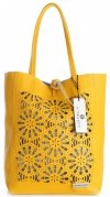 Kožené kabelka shopper bag Vittoria Gotti žltá V577
