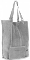 Kožené kabelka shopper bag Vittoria Gotti svetlo šedá V22