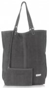 Kožené kabelka shopper bag Vittoria Gotti šedá V22