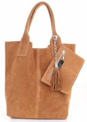 Kožené kabelky Shopperbag přírodní semiš zrzavá