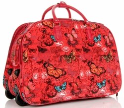 Cestovní taška na kolečkách s výsuvnou rukojetí motýli Or&Mi multicolor Červená