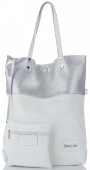 Kožené kabelka shopper bag Vittoria Gotti bílá V6538