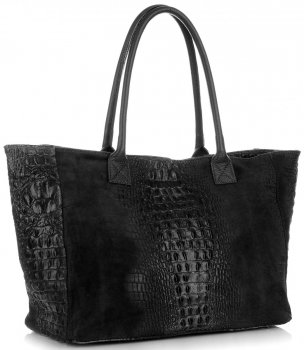 Kožené kabelka kufřík Genuine Leather černá 80042