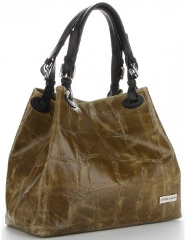 Kožené kabelka shopper bag Vittoria Gotti olivově zelená V692754
