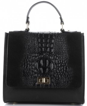 Kožené kabelka kufřík Genuine Leather černá 295