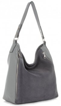 Kožené kabelka shopper bag Vittoria Gotti světle šedá V3368