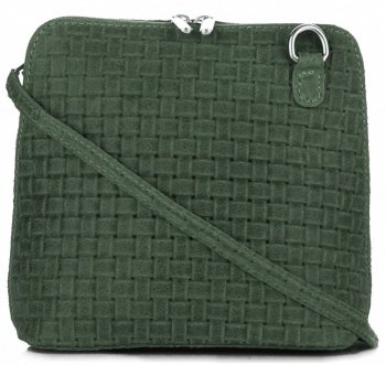 Malé kožené kabelky listonošky Genuine Leather lahvově zelená