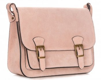 Kožené kabelka listonoška Genuine Leather pudrová růžová 1643