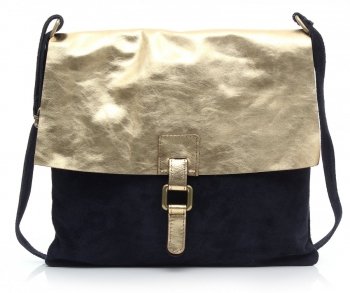 Kožené kabelka listonoška Genuine Leather tmavě modrá 50723
