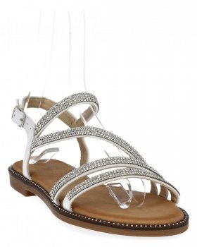 Bílé dámské sandály s křišťálky Bellucci