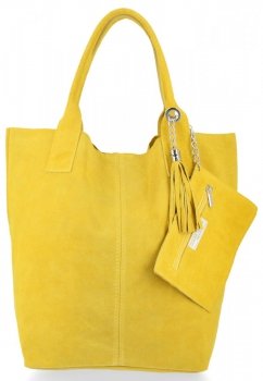 Kožené kabelka shopper bag Genuine Leather limetková 801