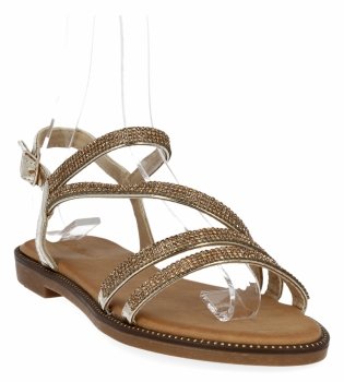 Zlaté dámské sandály s křišťálky Bellucci
