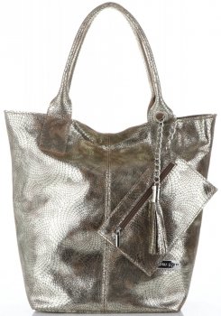 Bőr táska shopper bag Vittoria Gotti ezüst V6141