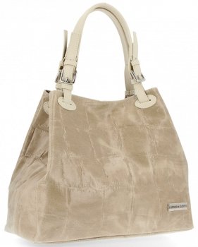 Bőr táska shopper bag Vittoria Gotti bézs V692754