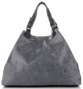 Bőr táska shopper bag Genuine Leather szürke 898G