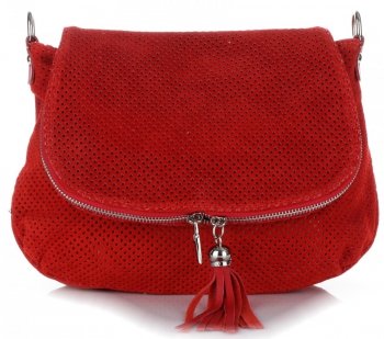 Bőr táska levéltáska Genuine Leather piros A20E