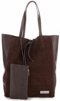 Torebki Skórzane VITTORIA GOTTI ShopperBag Czekolada