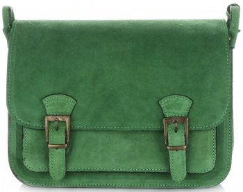 Torebki Listonoszki Skórzane Genuine Leather Smocza Zieleń