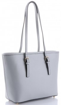 Klasyczne Torebki Skórzane Genuine Leather Jasno Szara