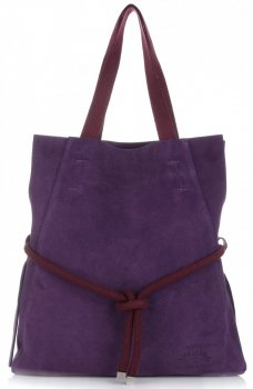 Uniwersalna i Modna Torebka Skórzana Vittoria Gotti Shopper XL z Kosmetyczką Fiolet