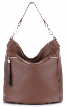 Uniwersalna Torebka Skórzana Genuine Leather Brązowa