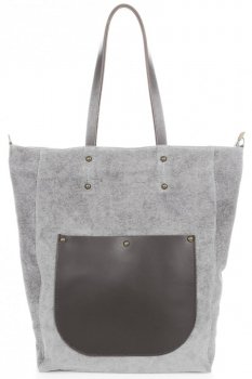 Uniwersalna Torebka skórzana Genuine Leather Jasno Szara