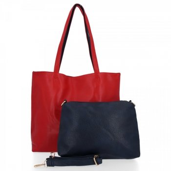 Venere Torebki Damskie Zestaw 2w1 Shopper z Listonoszką Czerwona