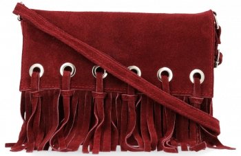 Vittoria Gotti Made in Italy Rewelacyjna Listonoszka Skórzana w stylu Boho Bordowa