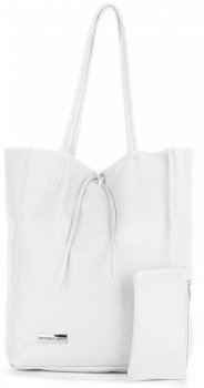 Torebki Skórzane VITTORIA GOTTI Modny Shopperbag z Etui Biała