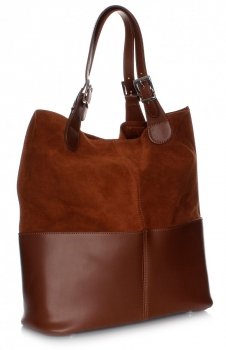 Torebka Skórzana Ekskluzywny Shopper bag Brązowa