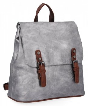 Modny Plecak Damski Vintage firmy Herisson 1552L2047 Ciemno Srebrny