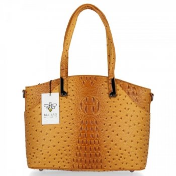 BEE BAG Elegancka Torebka Damska wzór aligatora Elisabeth Musztarda