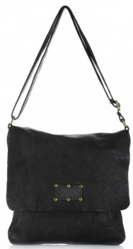 Torebka Skórzana Listonoszka Vintage Genuine Leather Czarna