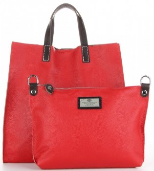Praktyczne Torebki Skórzane 2 w 1 Shopper z Listonoszką firmy Genuine Leather Czerwona